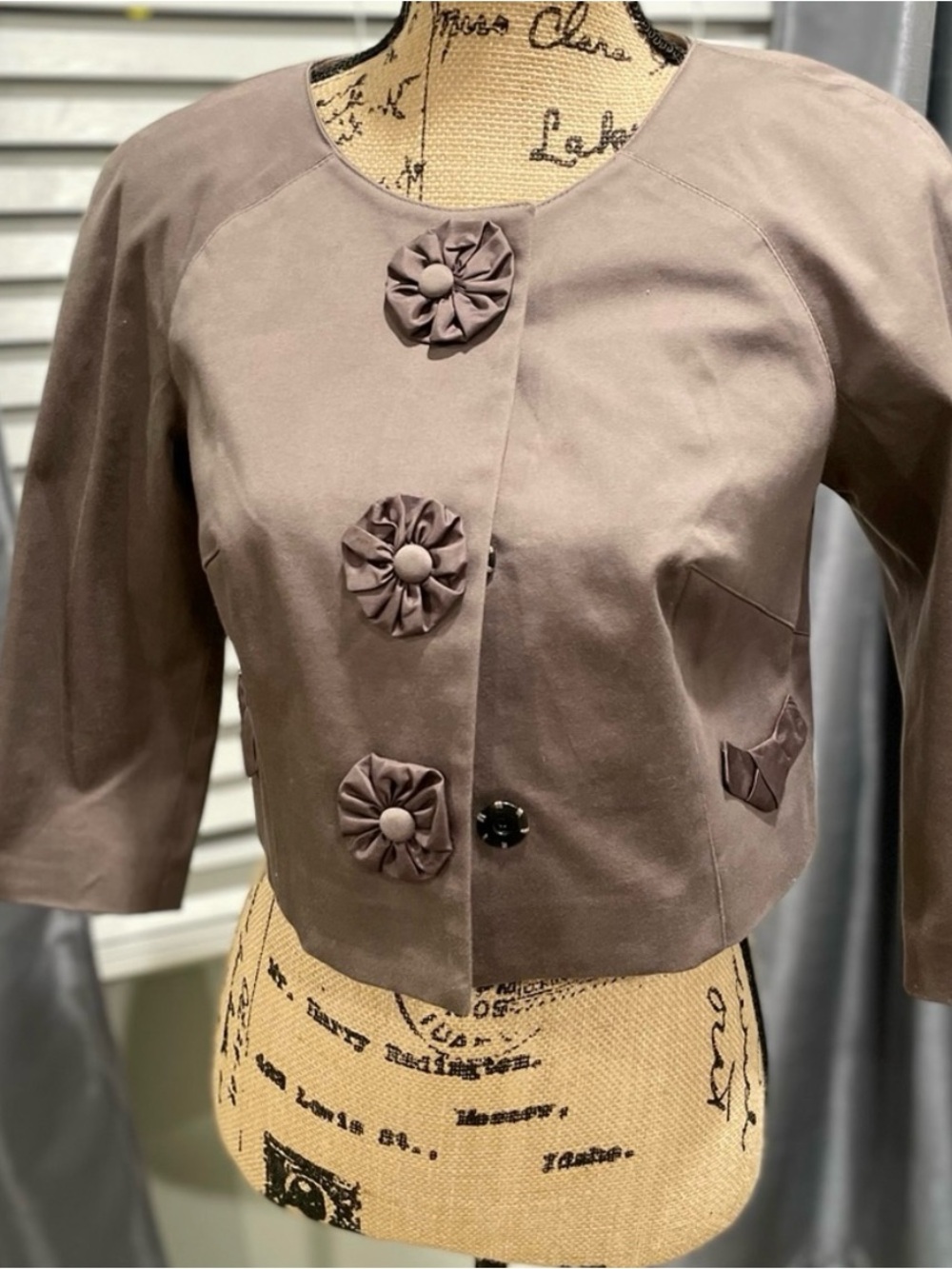 Yoana Baraschi Cropped Jacket with Flower Buttons